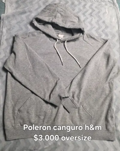 Polerón canguro oversize H&M gris y negro - miniatura 1