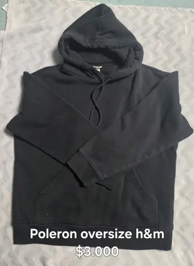 Polerón canguro oversize H&M gris y negro - miniatura 2