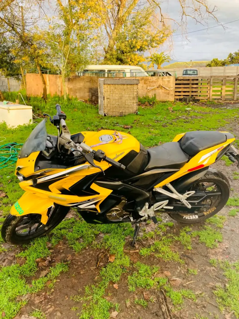 Moto deportiva amarilla Pulsar en buen estado - 3