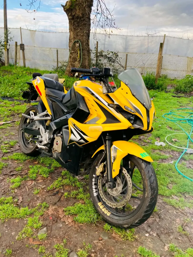 Moto deportiva amarilla Pulsar en buen estado - 4