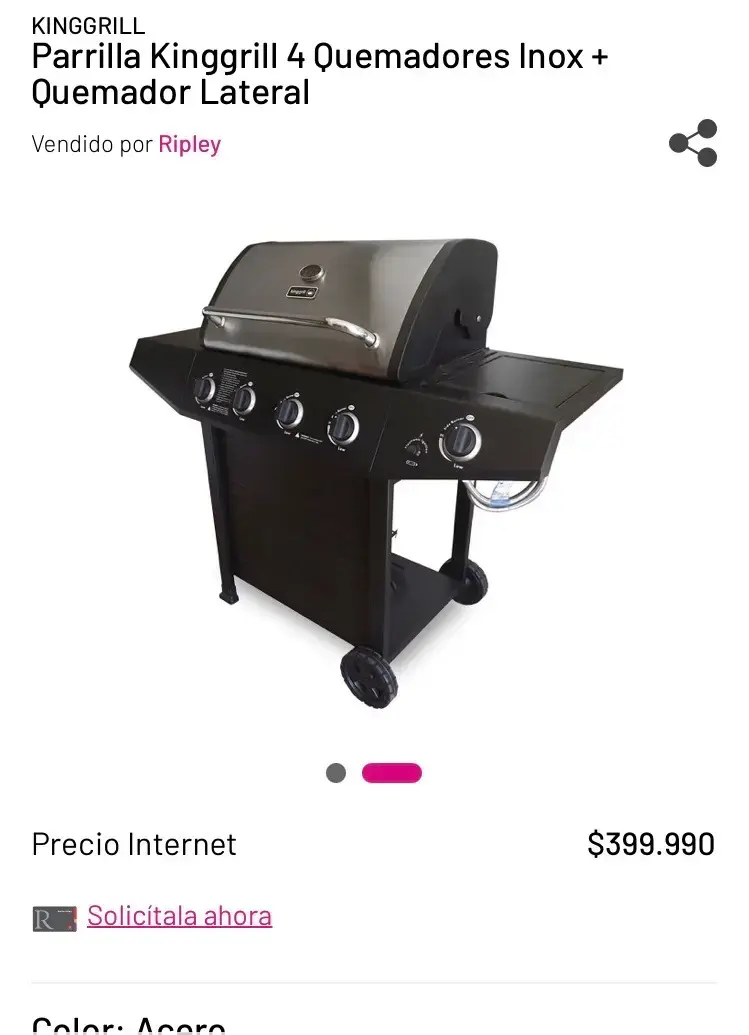 Parrilla a gas Kinggrill 4 quemadores acero inoxidable - 2