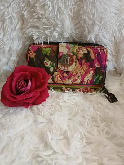 Billetera floral multicolor con cierre Vera Bradley - miniatura 1