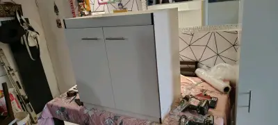 Mueble base de lavaplatos blanco con puertas - miniatura 6