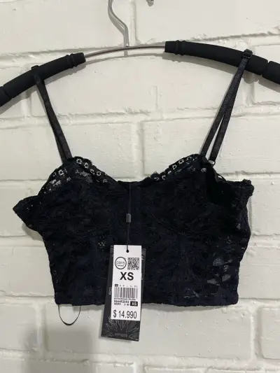 Top de encaje negro talla XS - miniatura 1