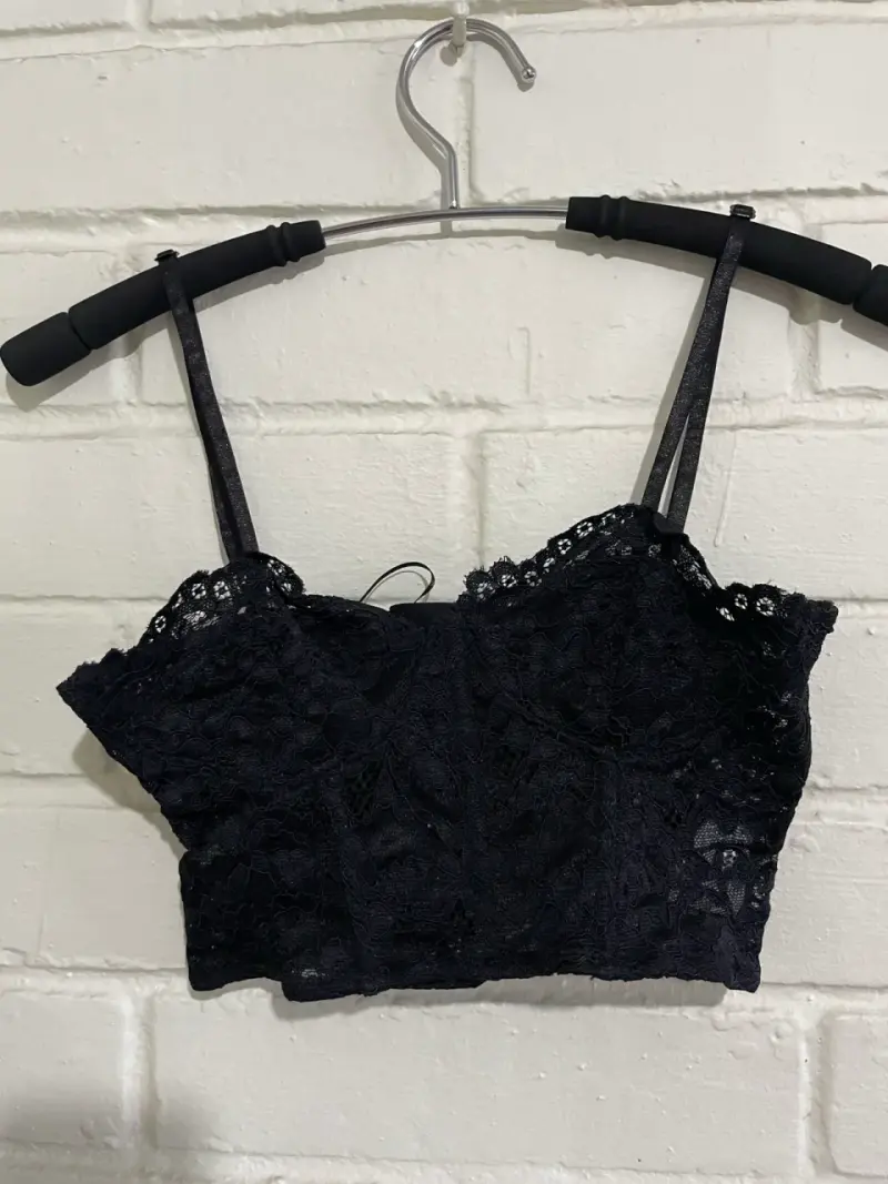 Top de encaje negro talla XS - 2