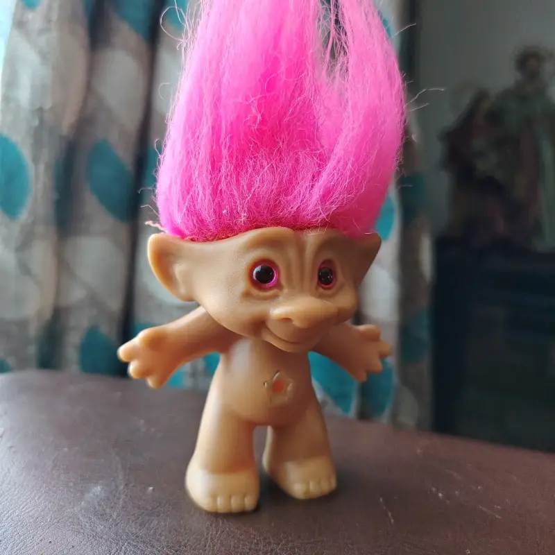 Muñeco Troll vintage con cabello rosa - 1