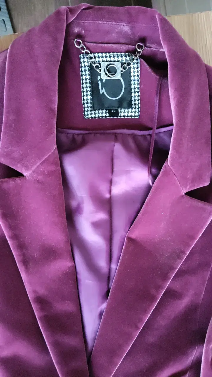 Blazer de terciopelo morado para mujer - 3
