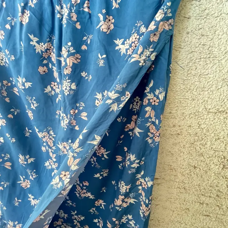 Falda larga azul con estampado floral Blue Motion - 2