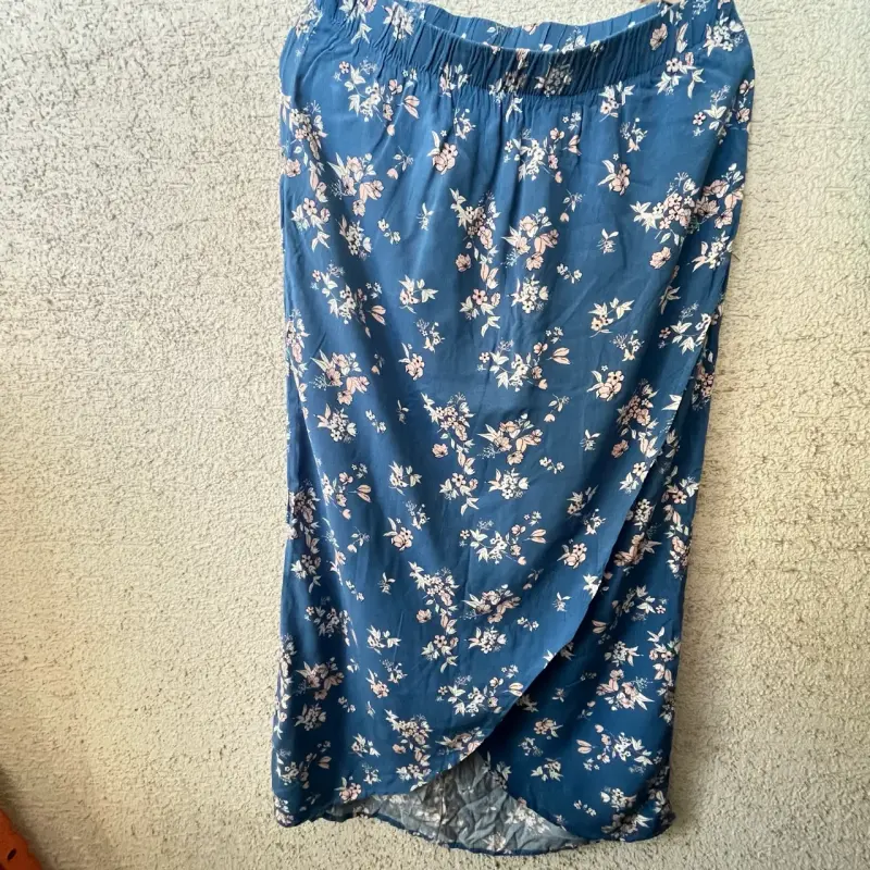 Falda larga azul con estampado floral Blue Motion - 3