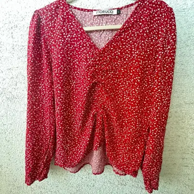 Blusa roja estampada Fiorucci manga larga - miniatura 1
