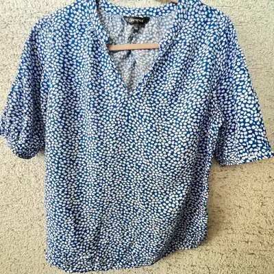 Blusa estampada azul y blanca Lawrence - miniatura 1