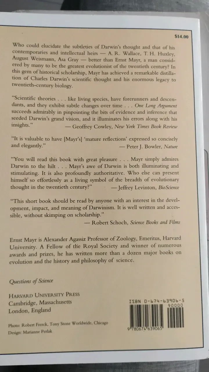 Libro 'One Long Argument' de Ernst Mayr - 3