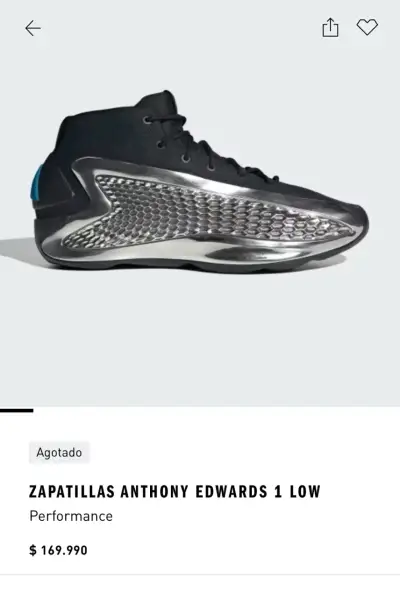 Zapatillas Adidas Anthony Edwards 1 Low Negras - miniatura 2