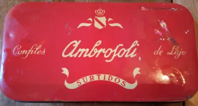 Caja metálica vintage Ambrosoli para confites - miniatura 1