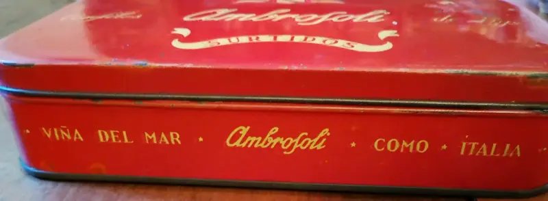 Caja metálica vintage Ambrosoli para confites - 2