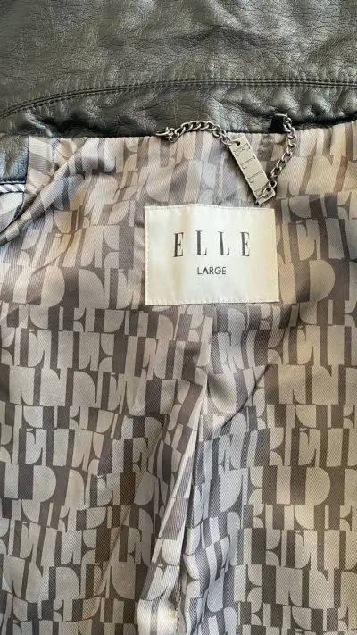 Chaqueta de cuero sintético negra Elle - miniatura 3