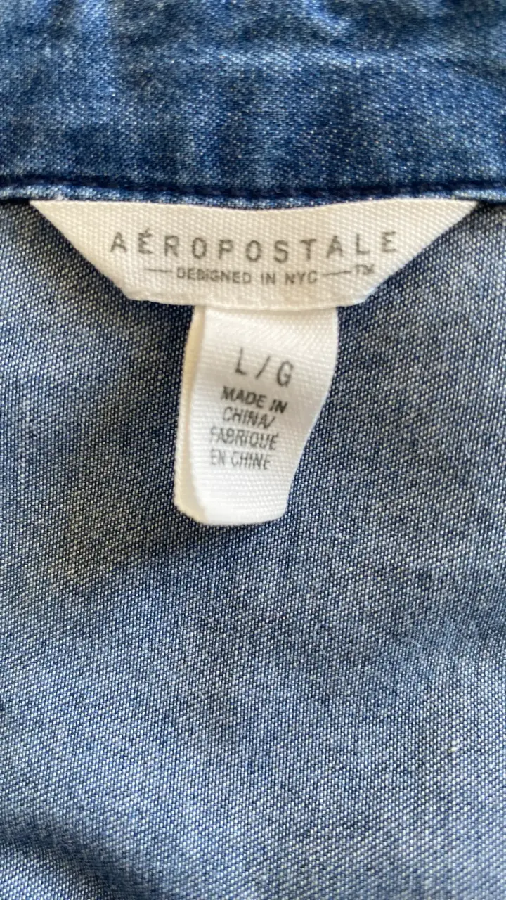 Camisa de mezclilla azul Aeropostale para hombre - 3