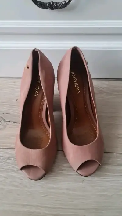 Zapatos de tacón abiertos color rosa Amphora - miniatura 2