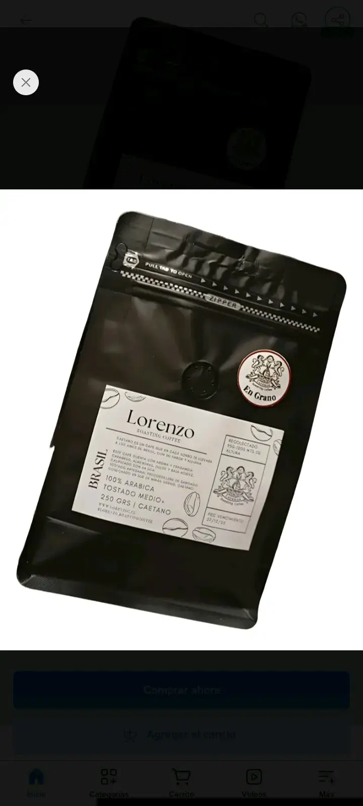 Café en Grano Lorenzo 500g Tostado Medio