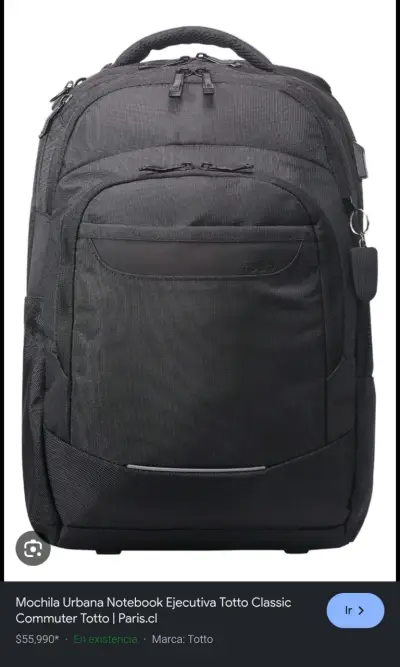 Mochila ejecutiva para notebook Totto negra - miniatura 1