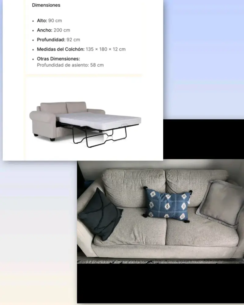 Sofá cama beige con colchón incluido - 2