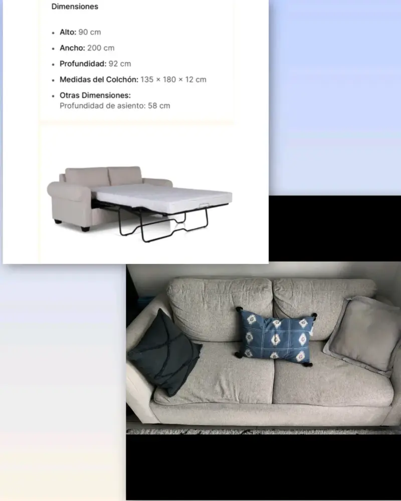 Sofá cama beige con colchón incluido - 3