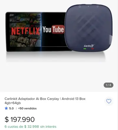 Adaptador Carlinkit Ai Box Carplay Android 13 - miniatura 3
