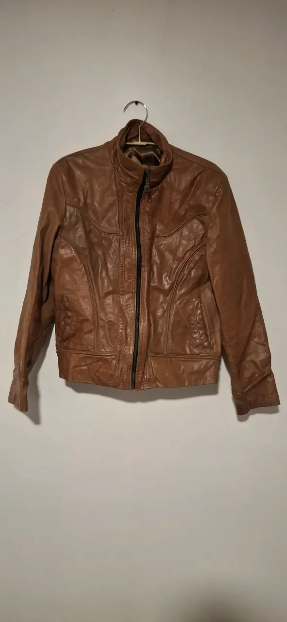 Chaqueta de cuero naranjo Genuine Leather XL - 5