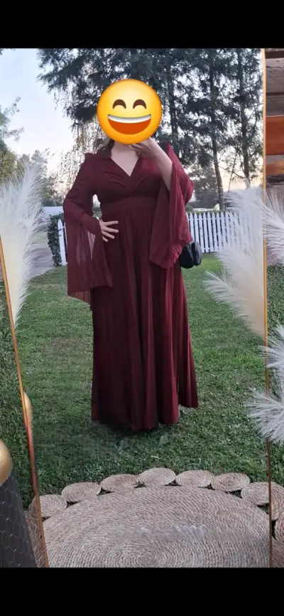 Vestido elegante burdeos para mujer - miniatura 1