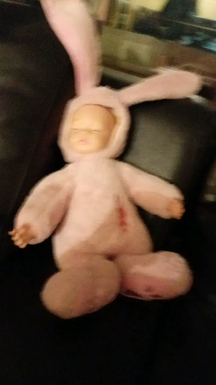 Muñeca bebé disfraz conejo rosa