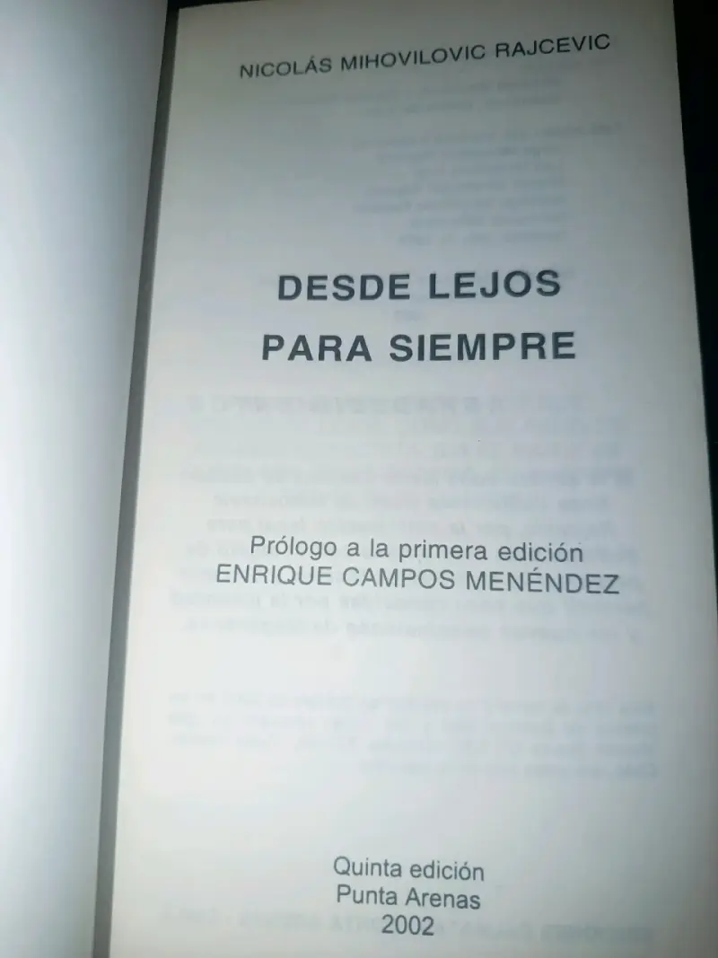 Libro 'Desde Lejos Para Siempre' de Nicolás Mihovilovic - 2