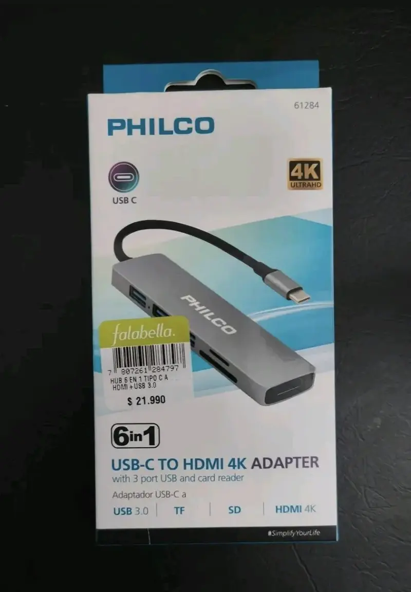 Adaptador USB-C a HDMI 4K Philco 6 en 1