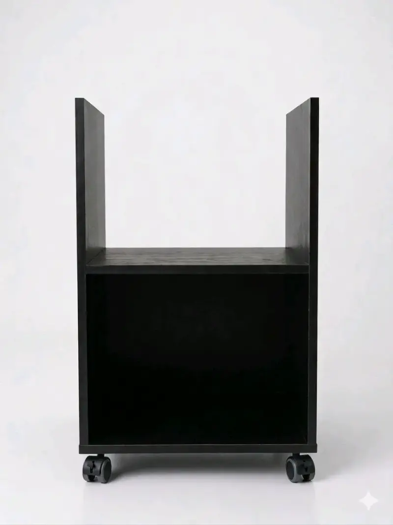 Rack y organizador de madera oscuro
