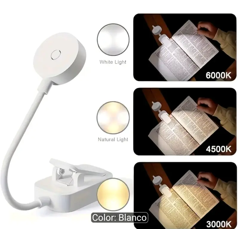 Lámpara de lectura LED con clip ajustable - 1