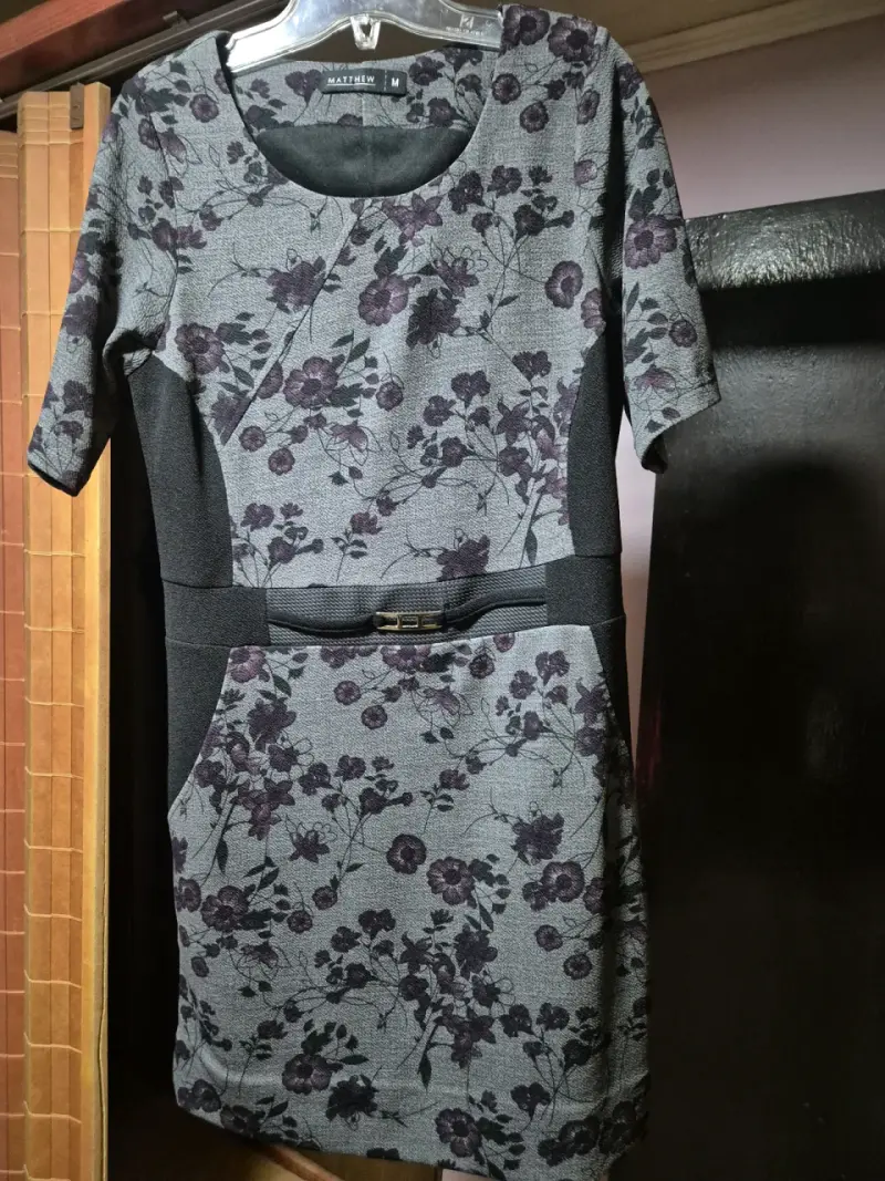 Vestido floral gris y negro Matthew talla M - 2