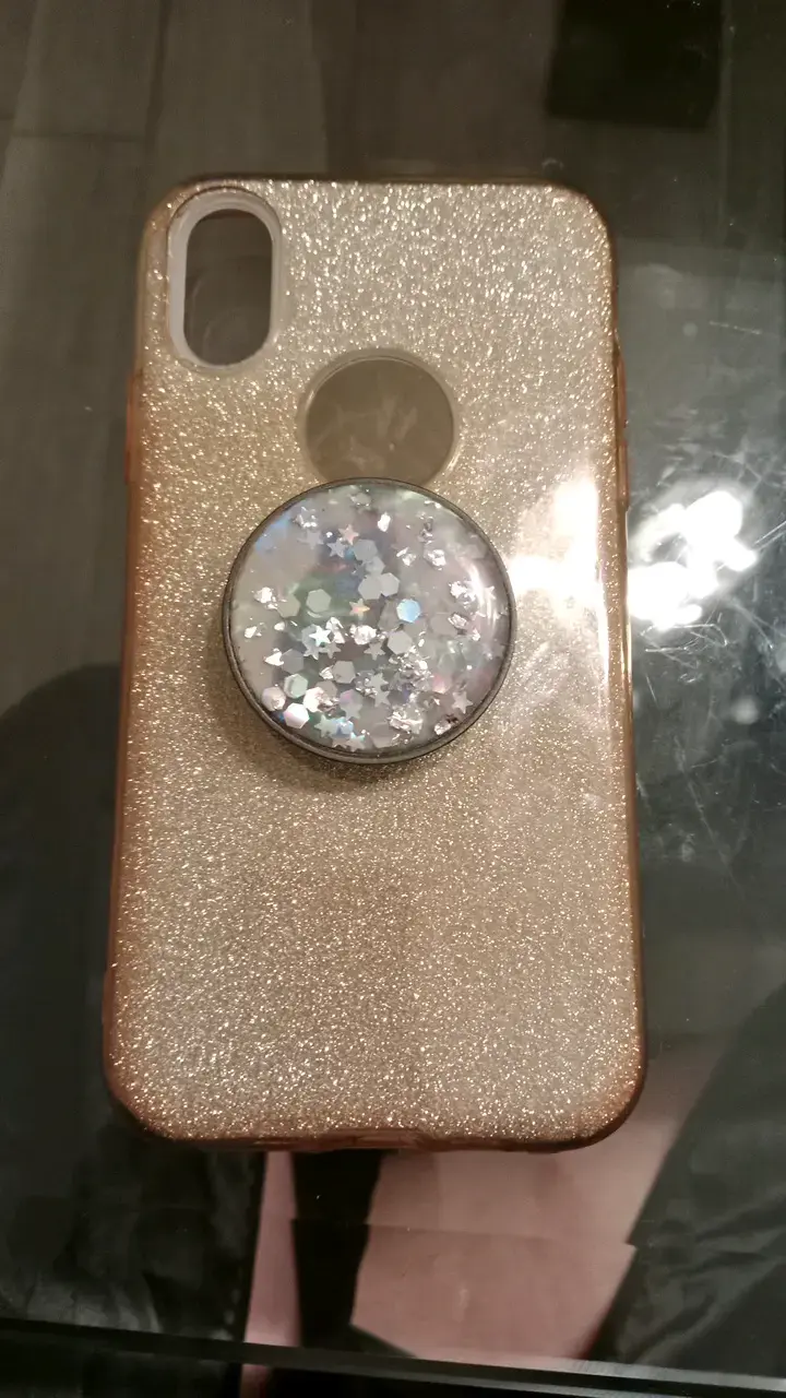 Funda con brillo y soporte para celular - 1