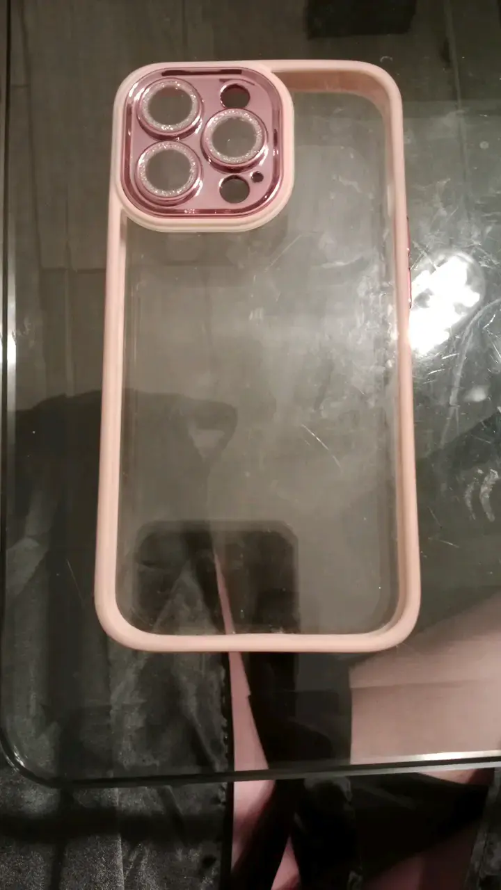 Funda transparente para iPhone con borde rosa