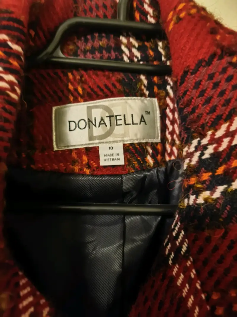 Abrigo de lana a cuadros rojo Donatella - 3