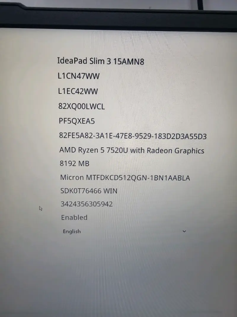 Laptop Lenovo IdeaPad Slim 3 AMD Ryzen 5 7520U - 2