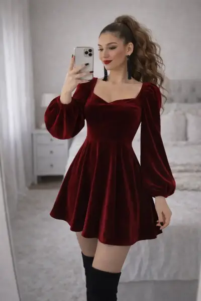 Vestido Skater Royal burdeo - miniatura 1