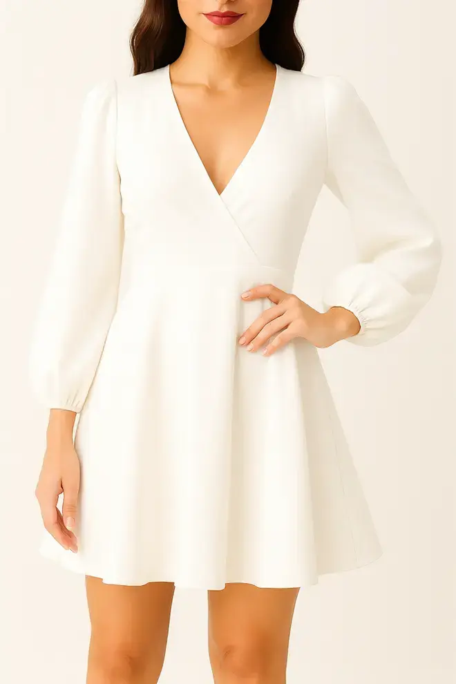 Vestido cruzado colo beige - 1