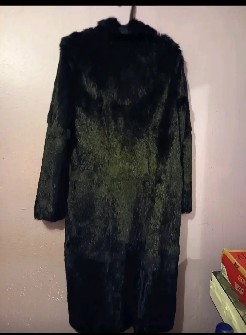 Abrigo de piel negro talla S - 3