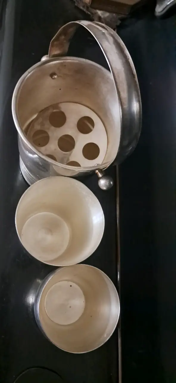 Set de hielera y coctelera años 60 baño de plata - 3