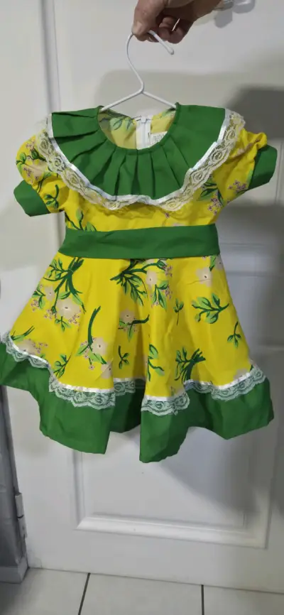 Vestido infantil amarillo con verdes talla 2 - miniatura 1