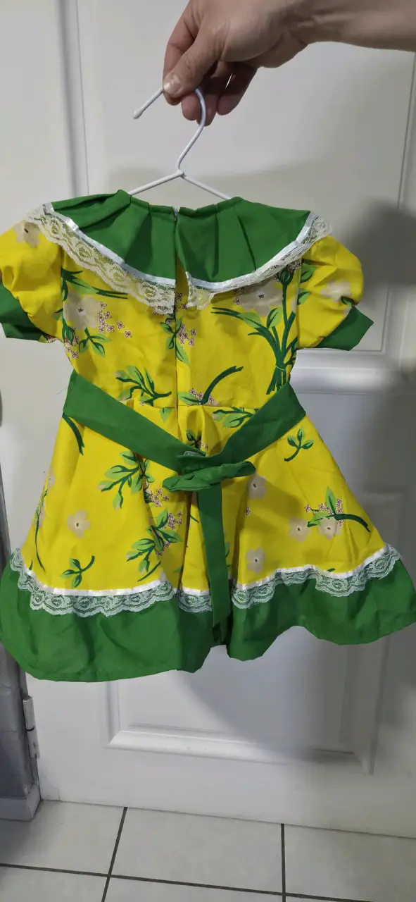 Vestido infantil amarillo con verdes talla 2 - 2