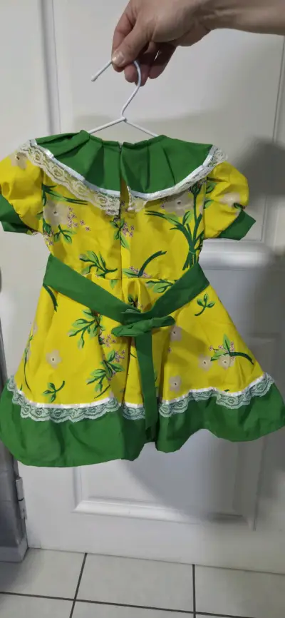 Vestido infantil amarillo con verdes talla 2 - miniatura 2