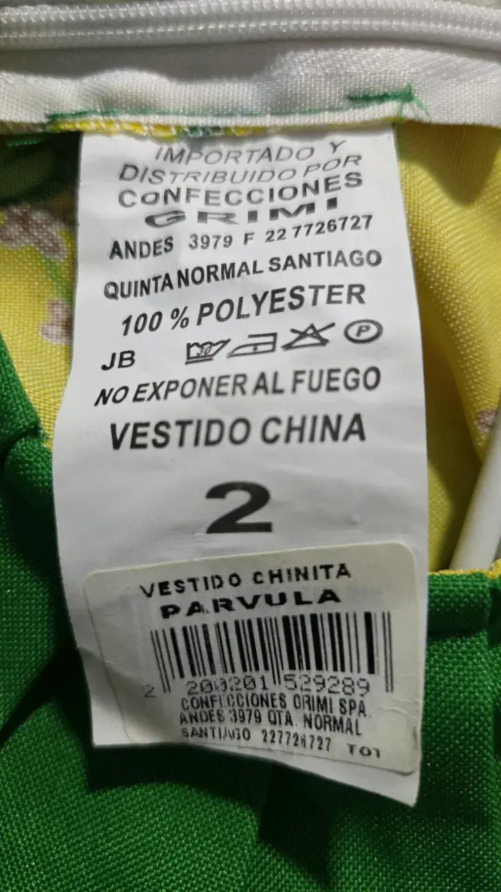 Vestido infantil amarillo con verdes talla 2 - 3