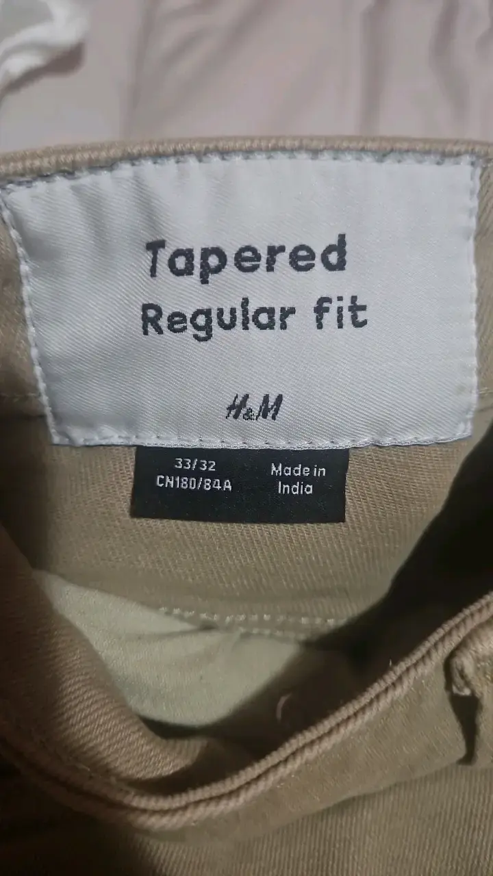 Pantalones beige H&M Tapered Regular Fit Talla 33 - 2