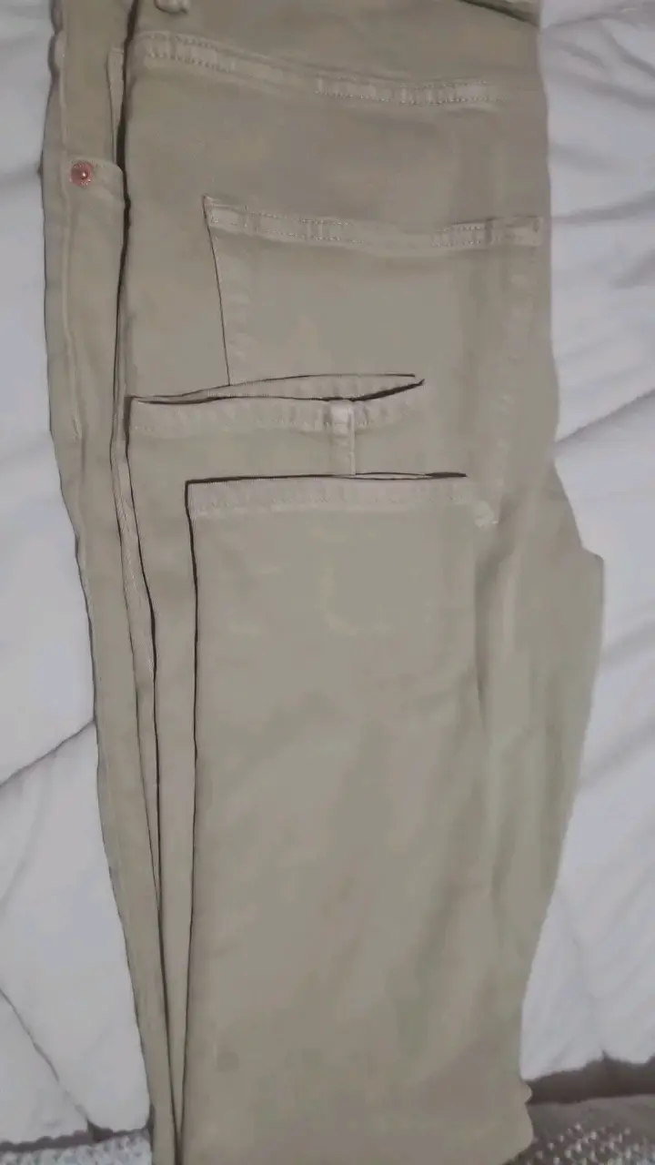 Pantalones beige H&M Tapered Regular Fit Talla 33 - 3