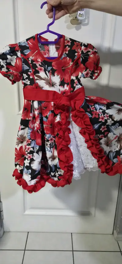 Vestido infantil floral huasita talla 4. - miniatura 1